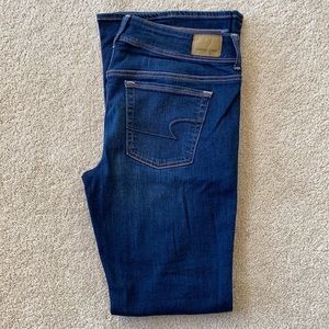 Dark wash American eagle kick boot jeans
